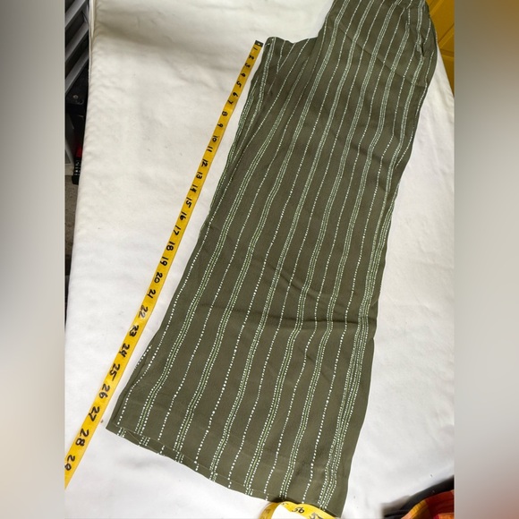 KAARI BLUE Olive green with white stripe wide leg pants size L - Picture 10 of 11
